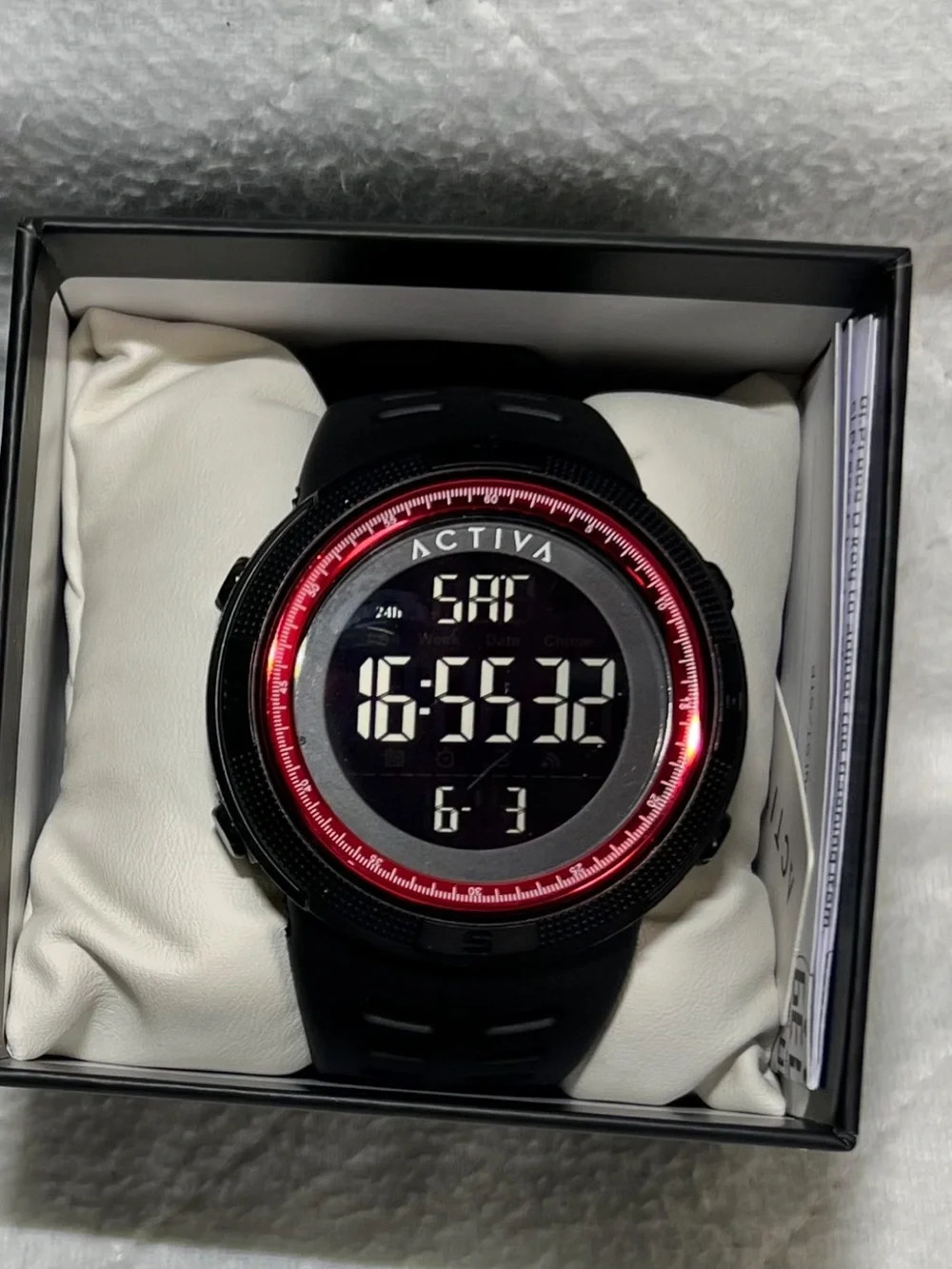 NEW! Activa Men's Digital Sport Watch - Black with Red Accent